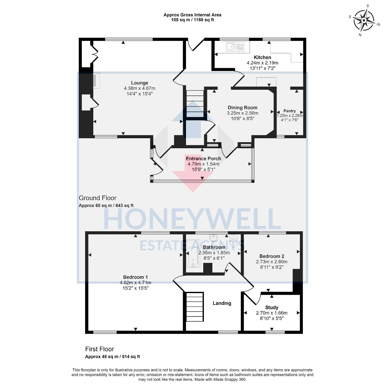 Floorplan of The Dene, Hurst Green, Clitheroe, Lancashire, BB7 9QF