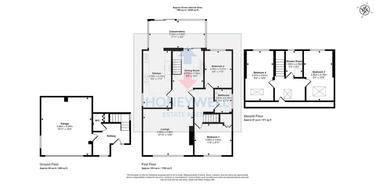 Floorplan of Woodcrest, Wilpshire, Blackburn, BB1 9PR