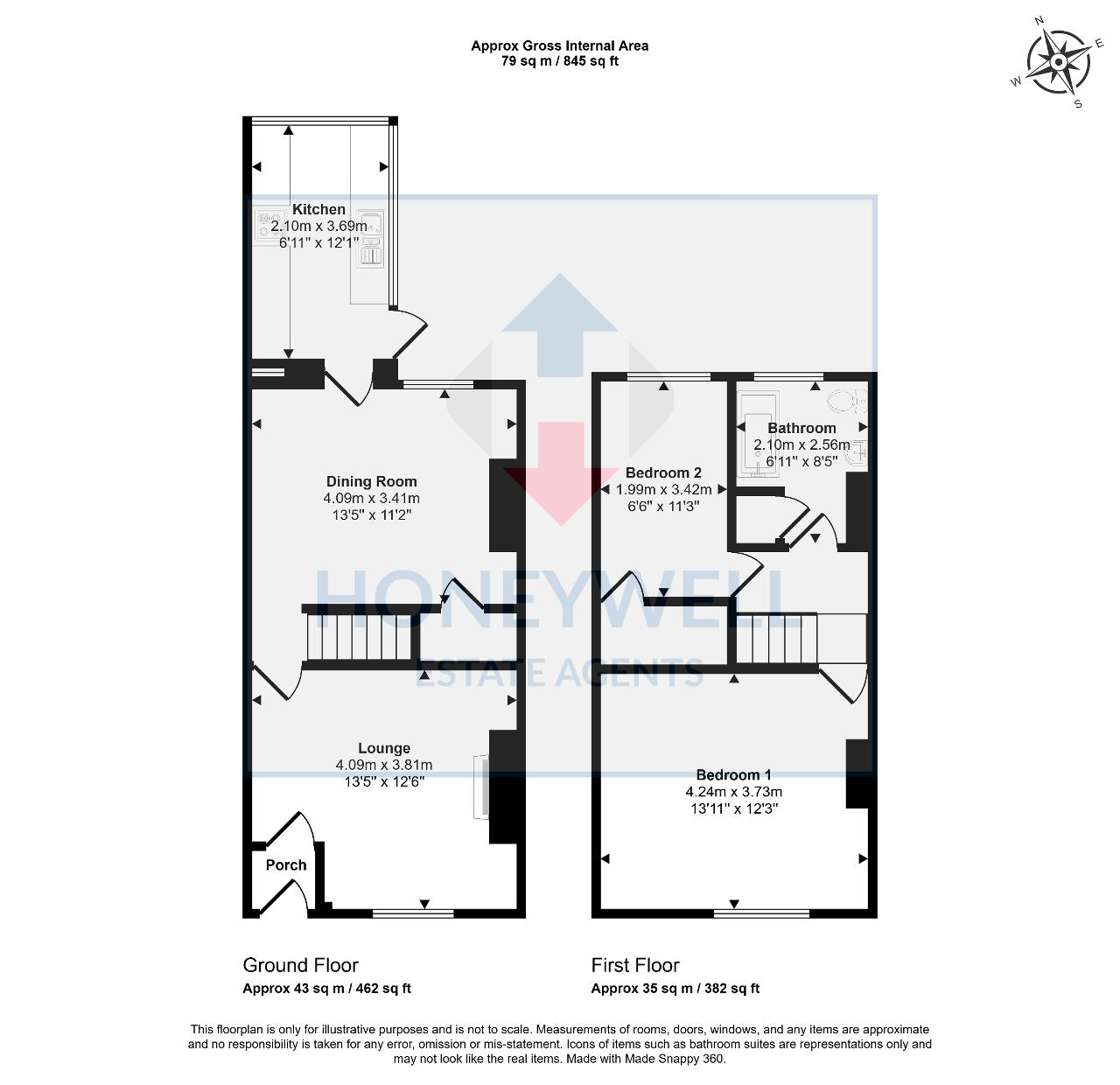 Floorplan of Kay Street, Clitheroe, Lancashire, BB7 1BX