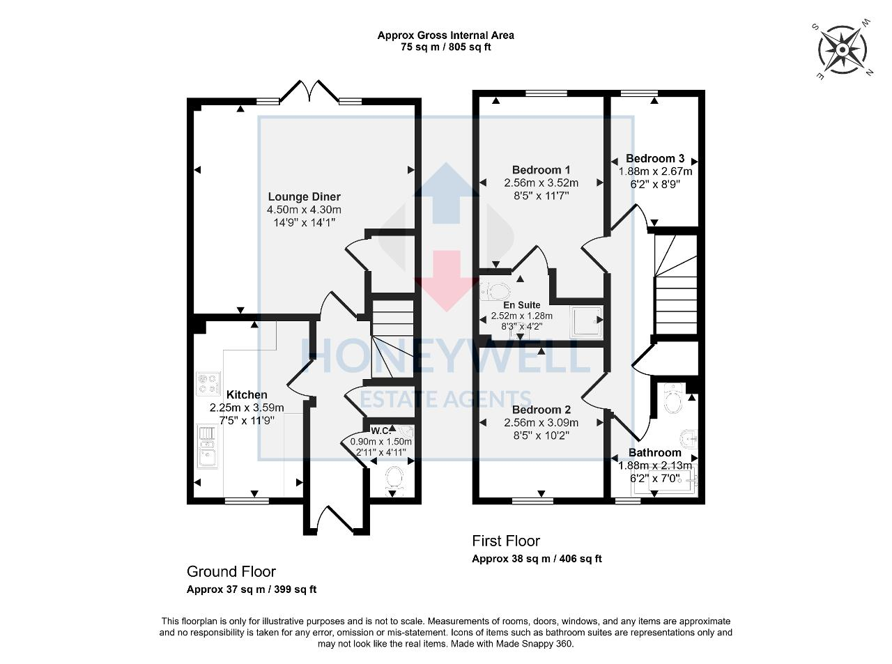 Floorplan of Asland Crescent, Clitheroe, Lancashire, BB7 2FP