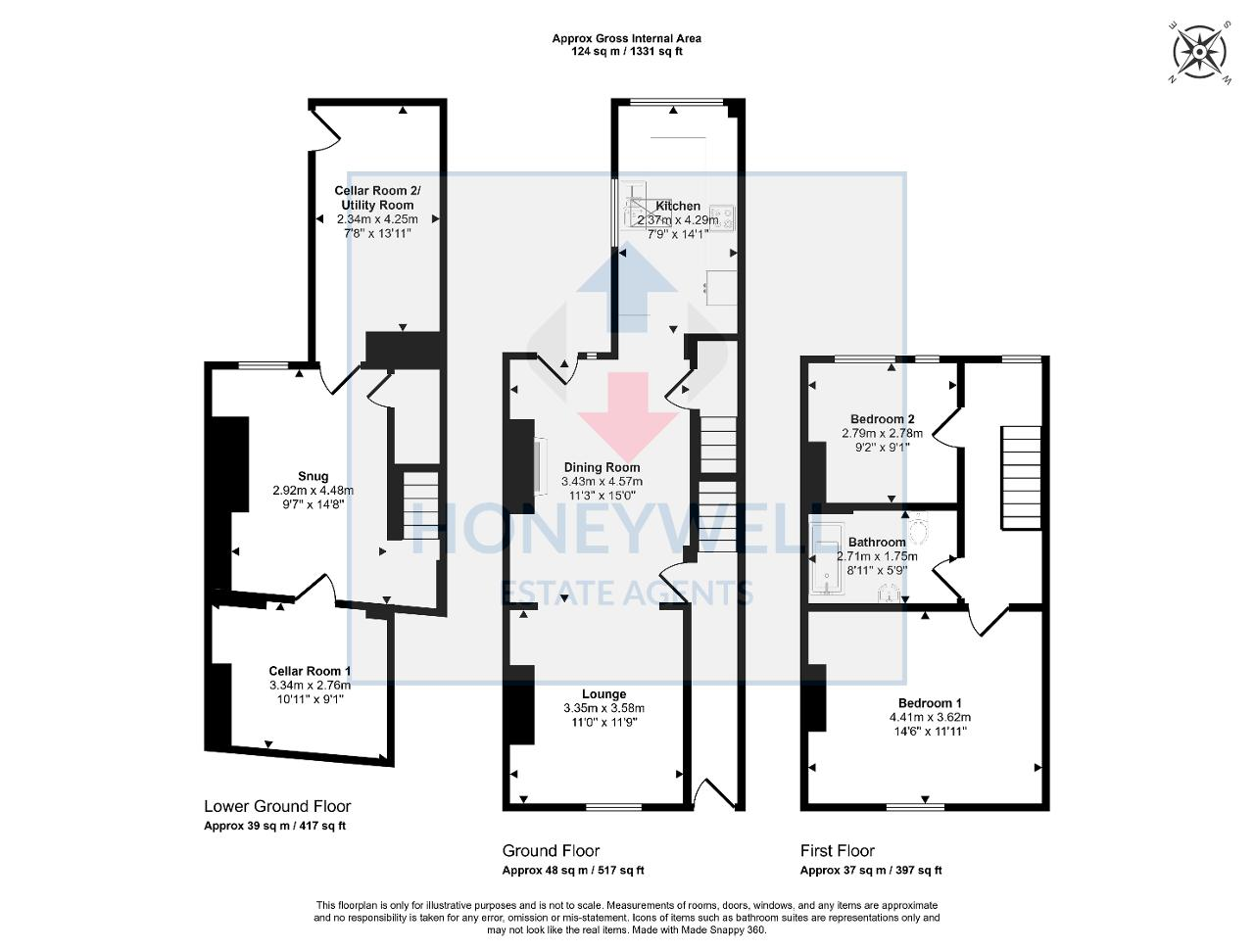 Floorplan of Woone Lane, Clitheroe, Lancashire, BB7 1BG