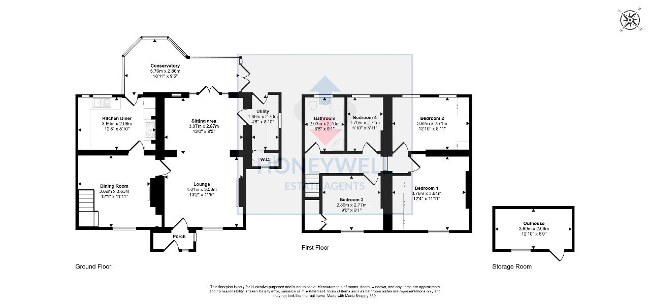 Floorplan of Whins Avenue, Sabden, Clitheroe, BB7 9DY