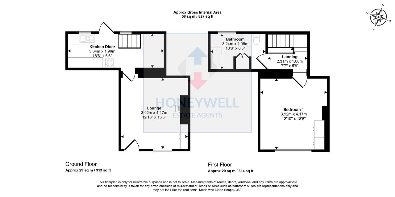 Floorplan of Regent Street, Waddington, BB7 3JA