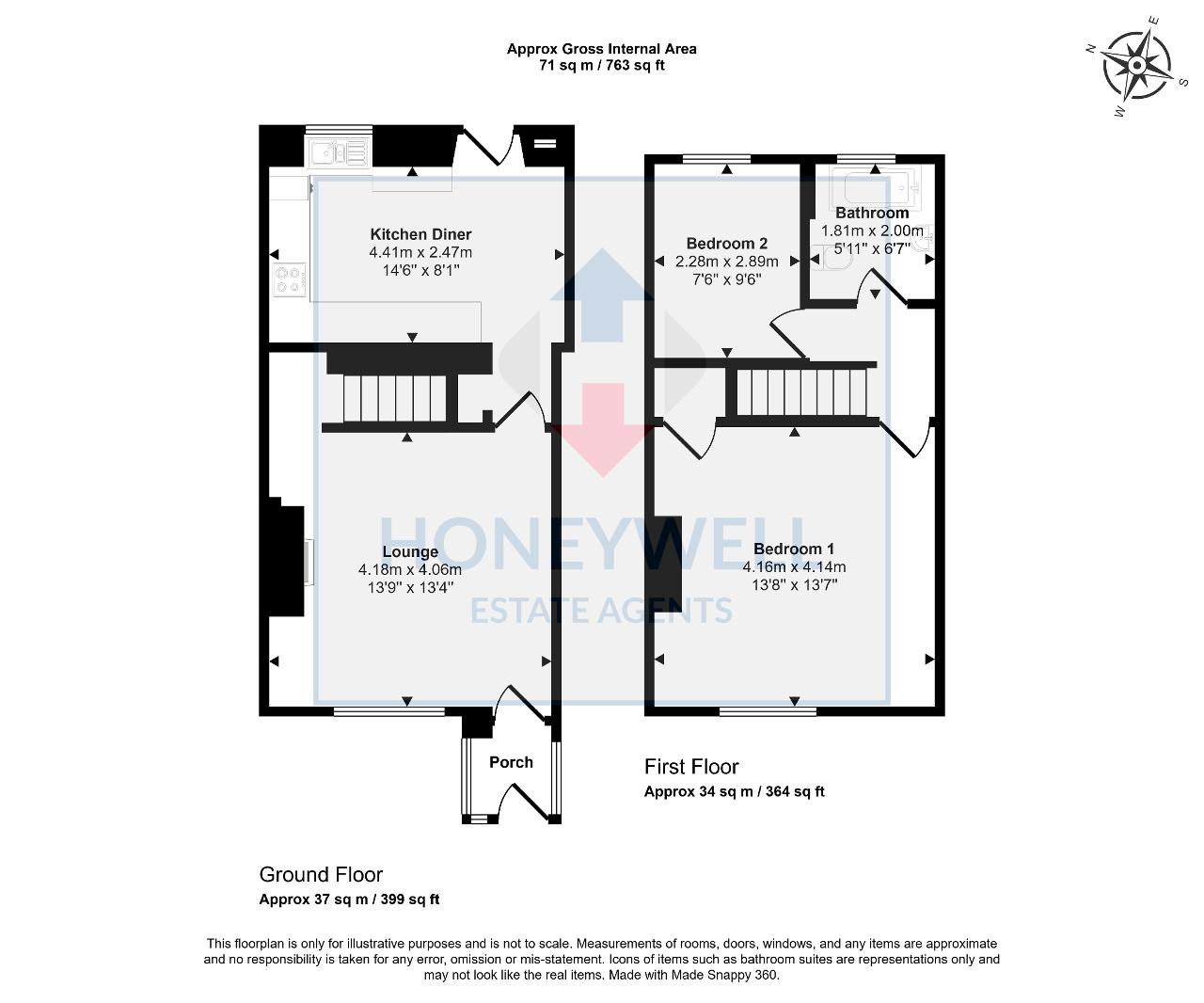 Floorplan of Cliffe Lane, Great Harwood, Lancashire, BB6 7PG