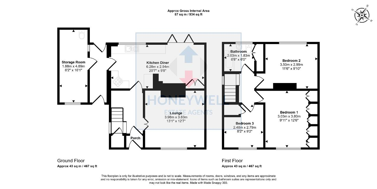 Floorplan of Queensway, Waddingon, Clitheroe, BB7 3HL