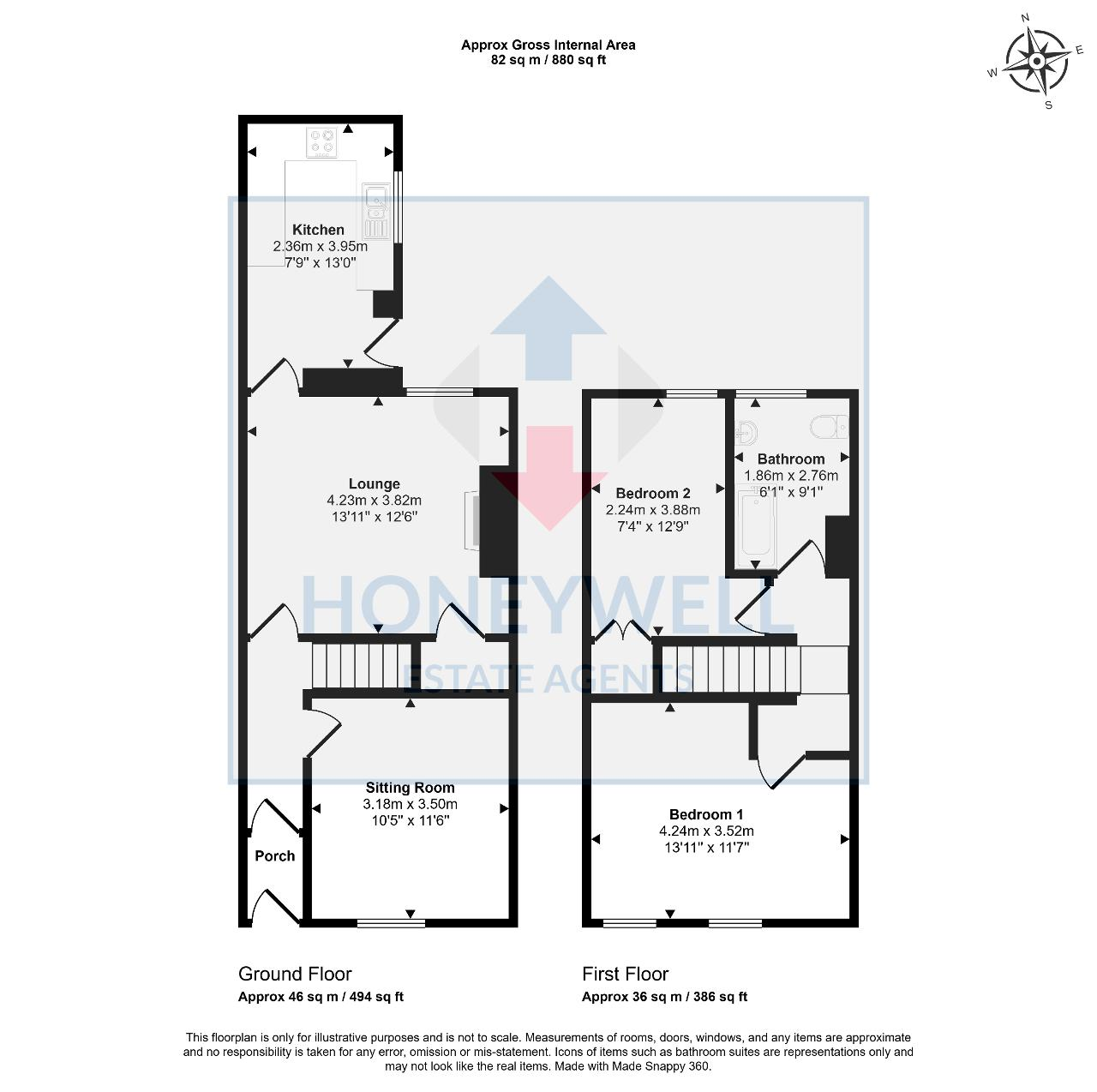 Floorplan of Montague Street, Clitheroe, BB7 2EB