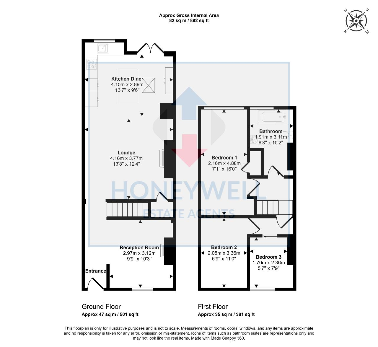 Floorplan of Peel Street, CLITHEROE, BB7 1NH