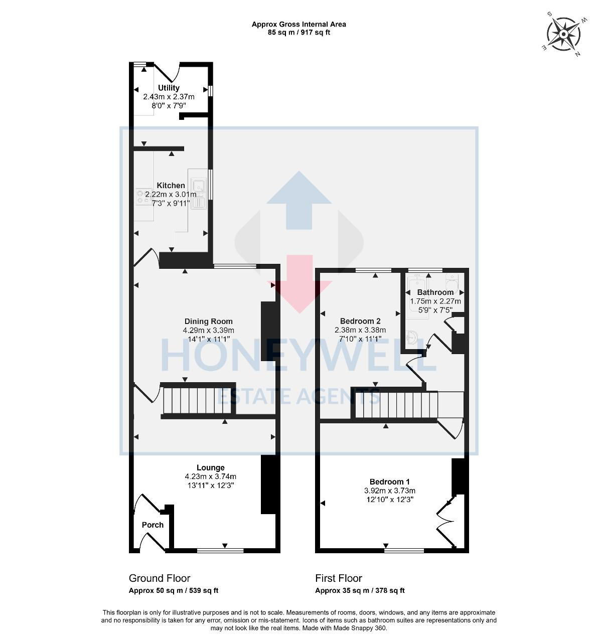 Floorplan of Kay Street, Clitheroe, BB7 1BX